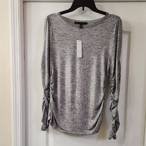White House Black Market Gray Long Sleeve Top